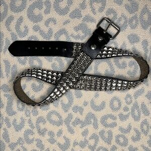 Studded Black Leather Belt
